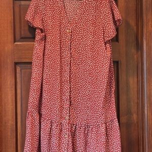 Chic Red Polka Dot Midi Dress